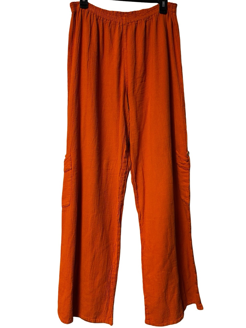 CottonWays Orange Cotton Wide Leg Pants Size 2 (Large) Gauze Utility Cargo Boho